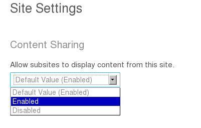 Sites can be set up to share content.